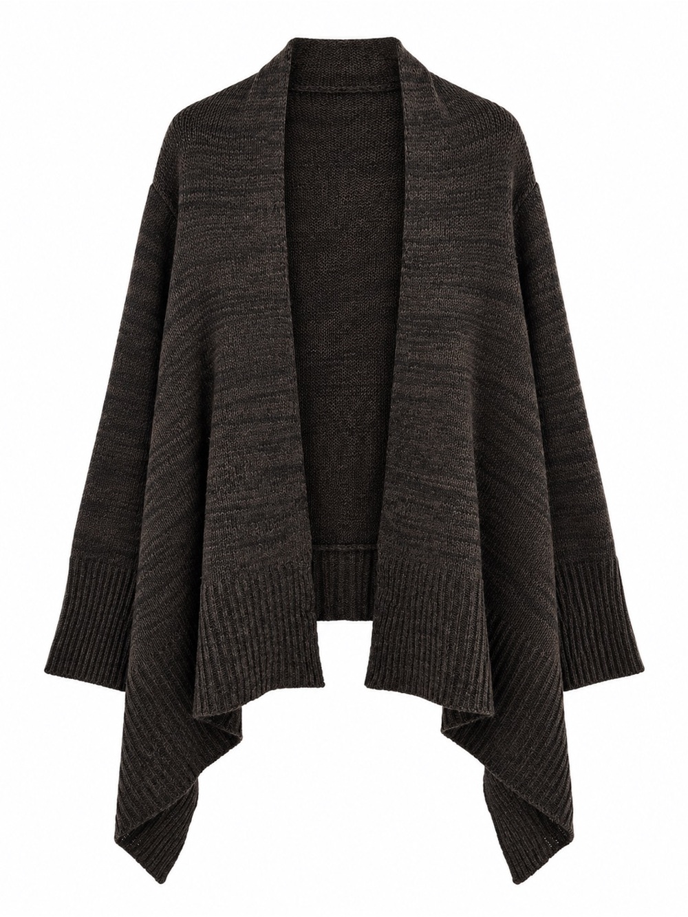 Ambiance Dark Charcoal Open-Front Draped Poncho Cardigan